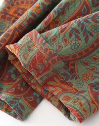 Vintage Loose Casual Jacquard Round Neck Pajama Set