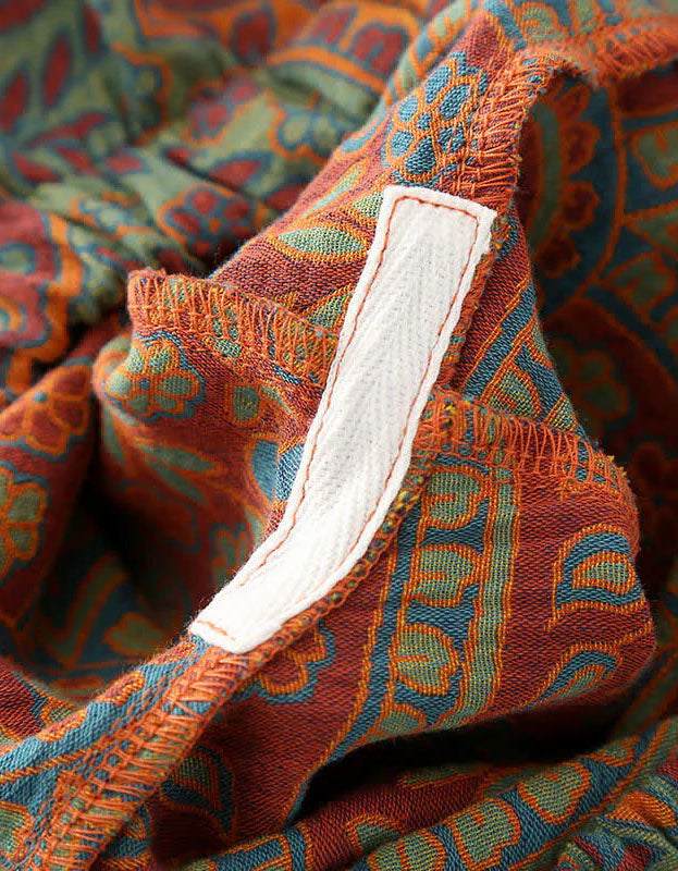 Vintage Loose Casual Jacquard Round Neck Pajama Set