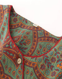 Vintage Loose Casual Jacquard Round Neck Pajama Set