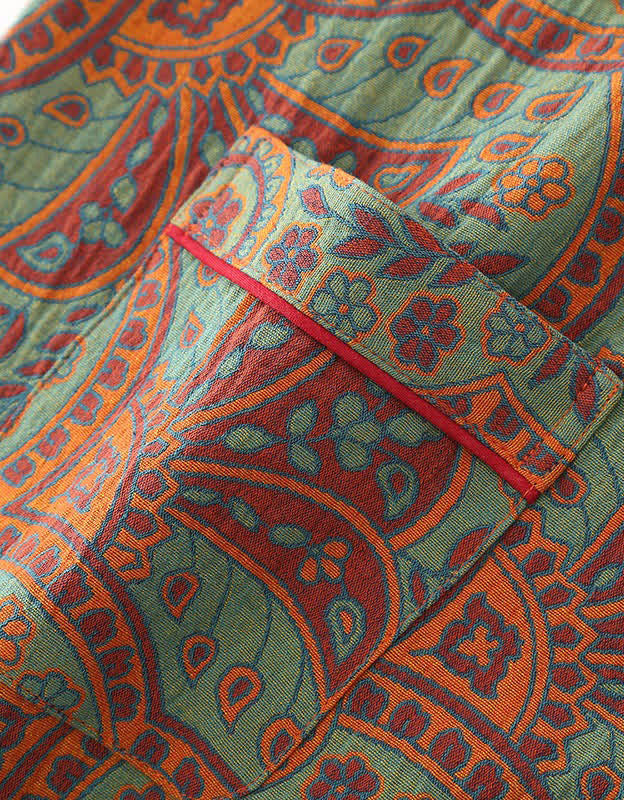 Vintage Loose Casual Jacquard Round Neck Pajama Set