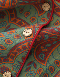 Vintage Loose Casual Jacquard Round Neck Pajama Set