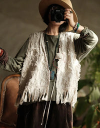 Vintage Loose Casual Fringe Vest for Women - Islinen