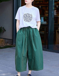 Breathable linen pants wide leg summer outfit