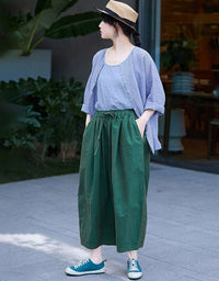 Relaxed linen cropped pants side view