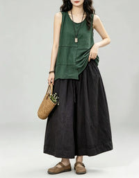Vintage washed denim palazzo pants for women with baggy silhouette and casual minimalist style