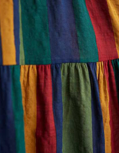 Vintage Loose Fit Colorful Linen Summer Dress