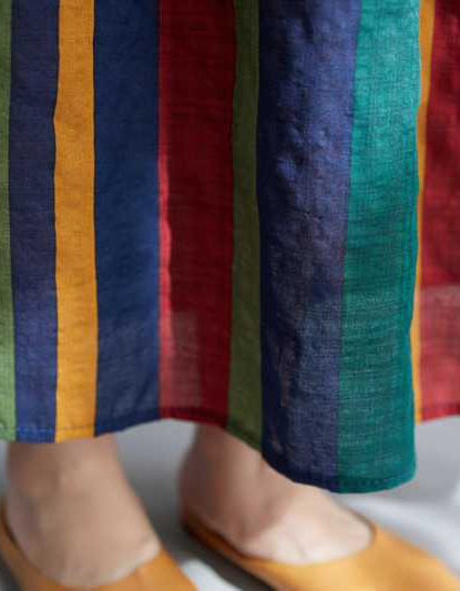Vintage Loose Fit Colorful Linen Summer Dress