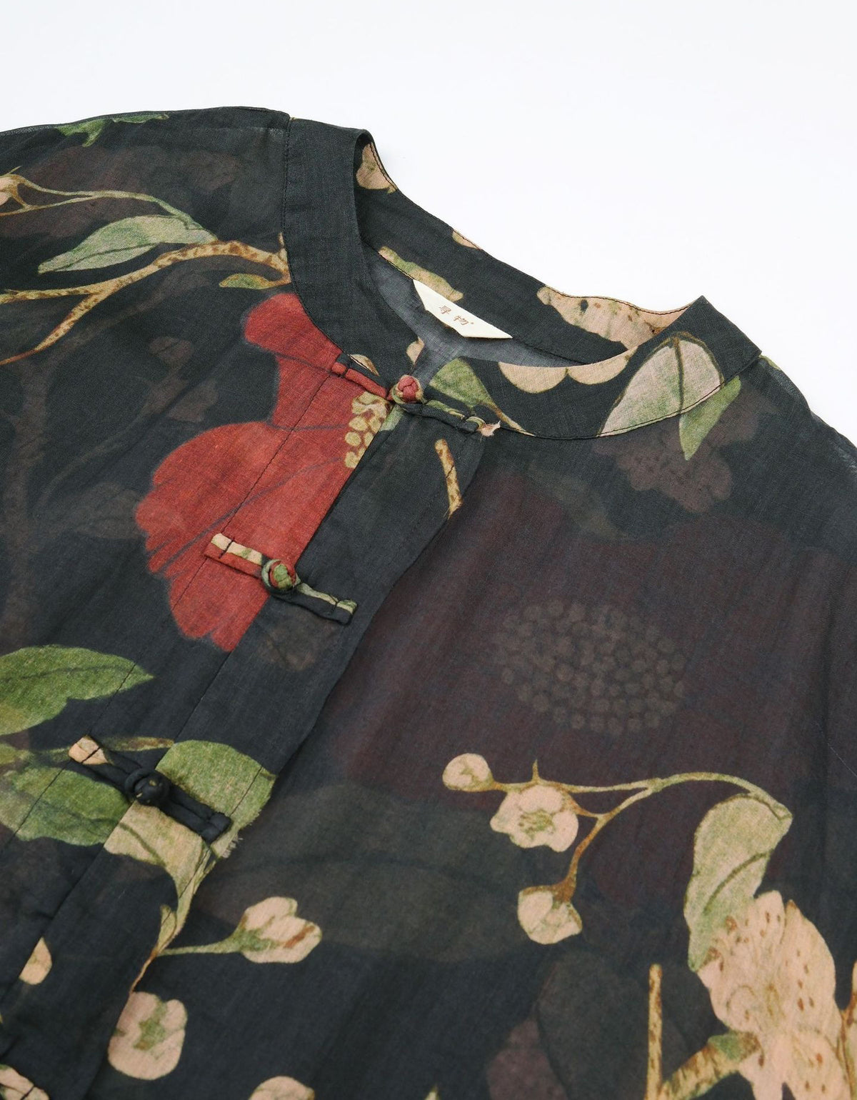 Vintage Loose Floral Linen Long Shirt