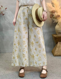 Vintage Style Floral Culottes – Loose Fit Wide Leg Pants for Women