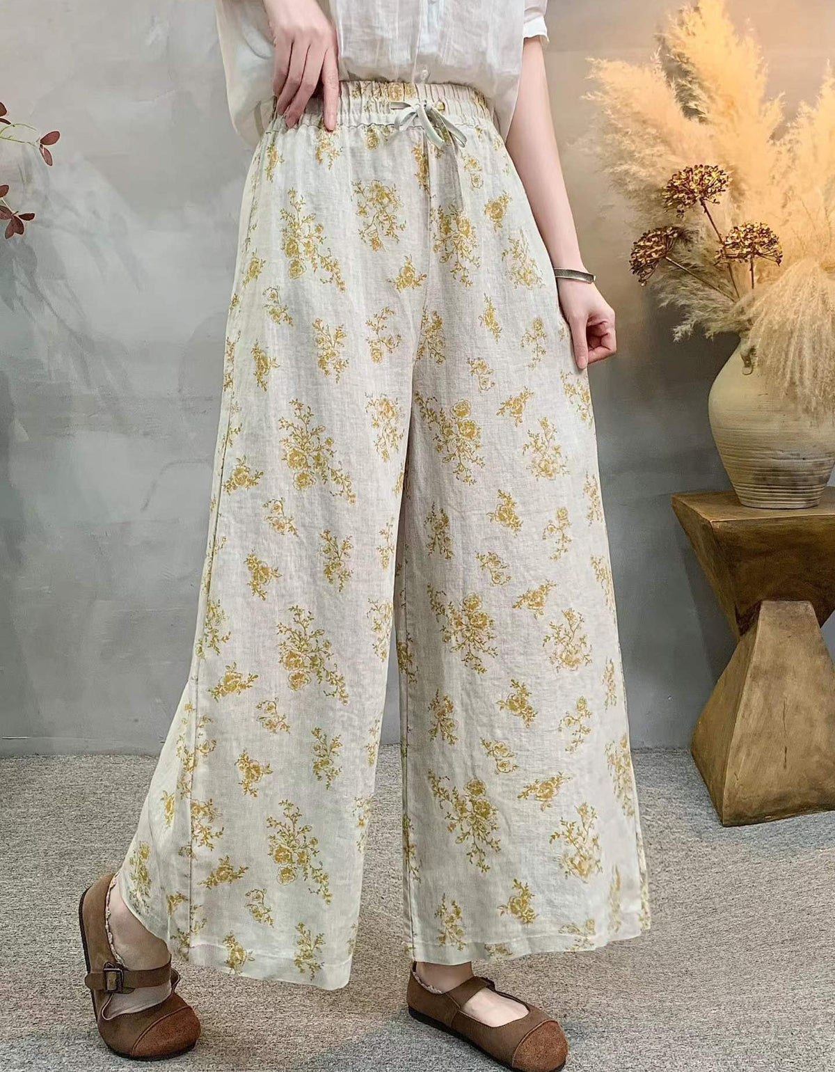 Elegant Floral Print Culottes – Soft Breathable Wide Leg Pants