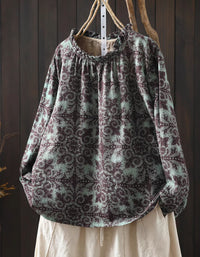 Boho cottagecore floral linen top styled naturally