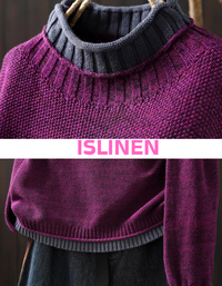 close -up oversized purple sweater women with turtleneck for winter fashion