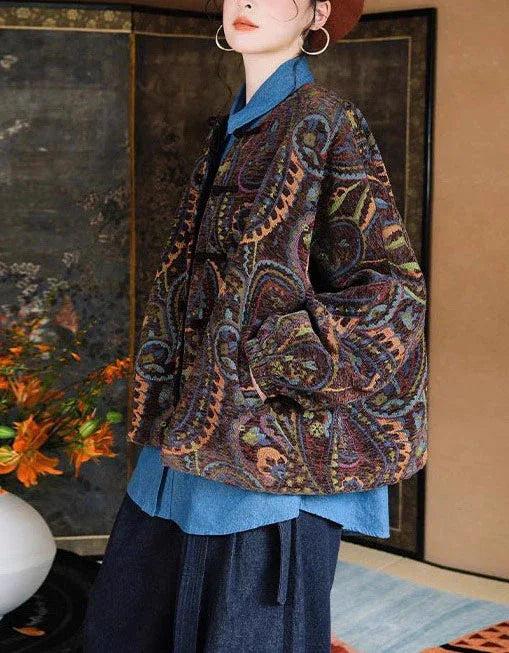 Vintage Loose Paisley Cotton Quilted Jacket - Islinen