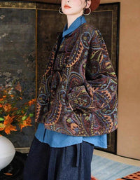 Vintage Loose Paisley Cotton Quilted Jacket - Islinen