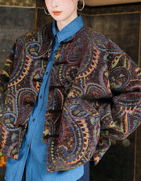 Vintage Loose Paisley Cotton Quilted Jacket - Islinen
