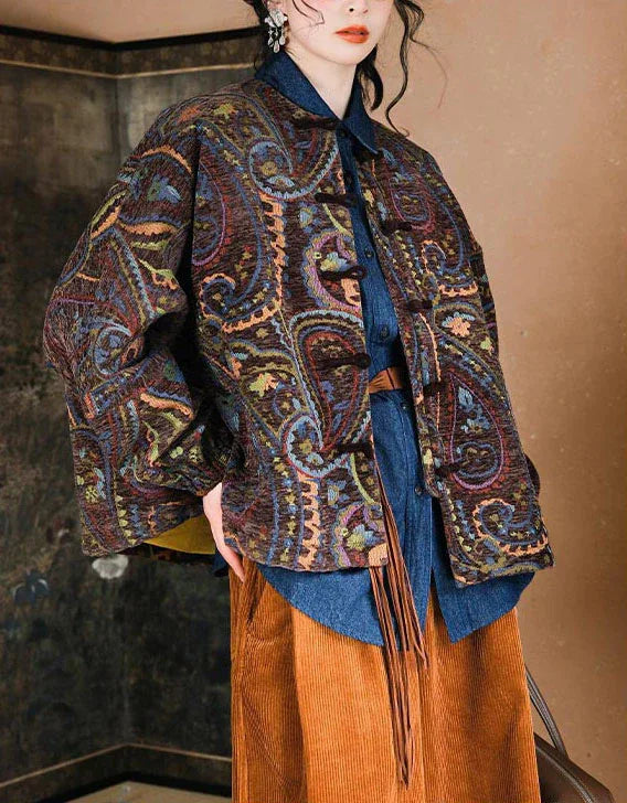 Vintage Loose Paisley Cotton Quilted Jacket - Islinen