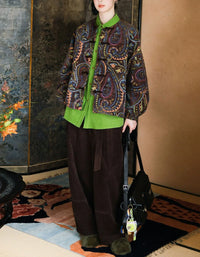 Vintage Loose Paisley Cotton Quilted Jacket - Islinen
