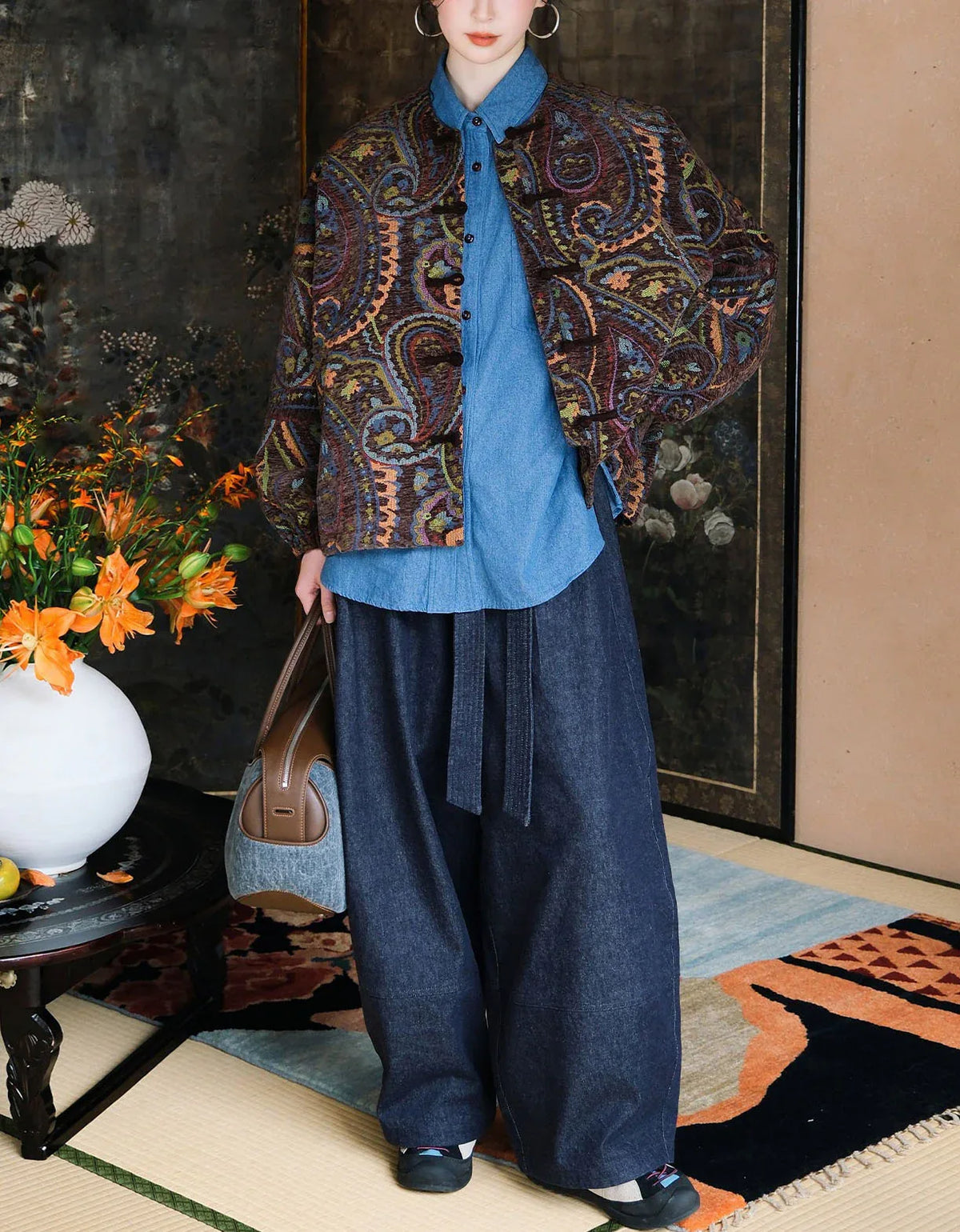 Vintage Loose Paisley Cotton Quilted Jacket - Islinen