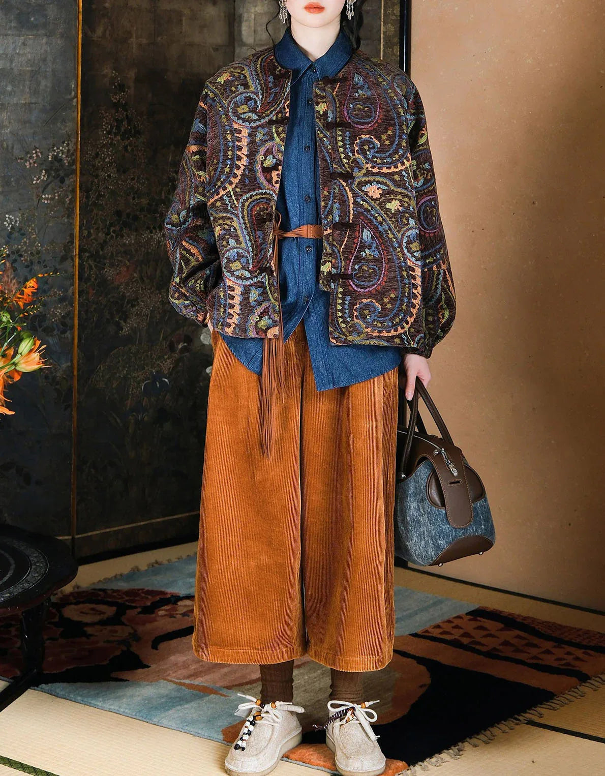 Vintage Loose Paisley Cotton Quilted Jacket - Islinen