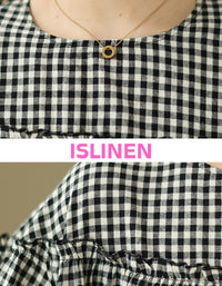 Women’s Plaid Midi Dress – Relaxed Fit Short Sleeve Gingham Dress