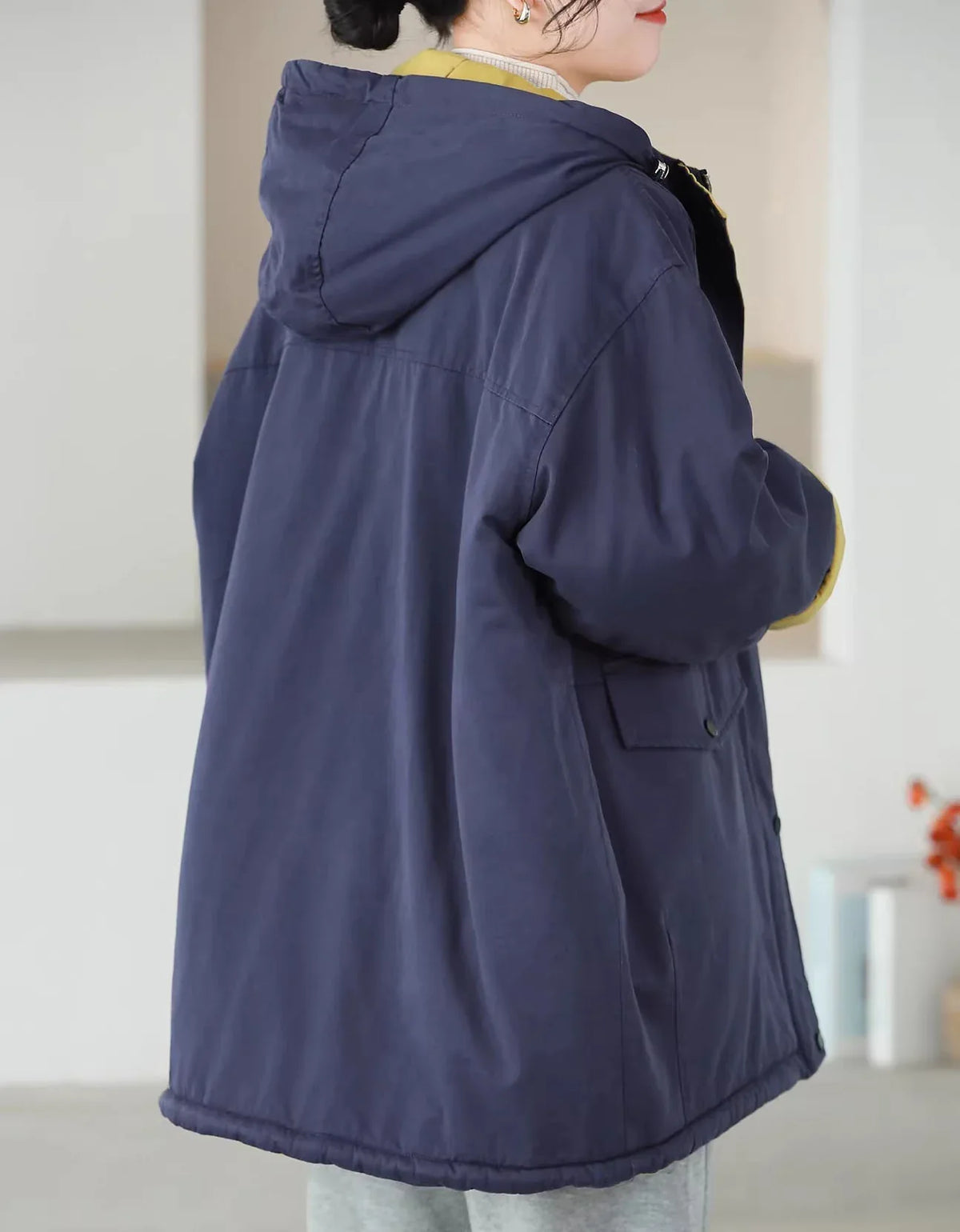 Vintage Loose Reversible Hooded Casual Parka - Islinen