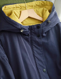 Vintage Loose Reversible Hooded Casual Parka - Islinen