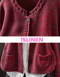 Cozy button front women cardigan casual knit sweater close-up