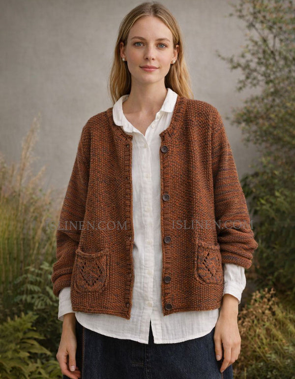 Cozy oversized knitted cardigan women button front design
