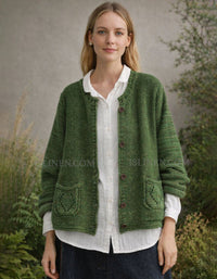 Button front knitted cardigan women with pocket details