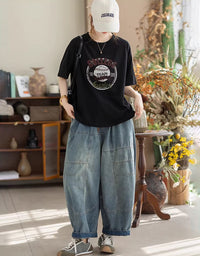 Casual Baggy Denim Pants Women High Waist Loose Fit
