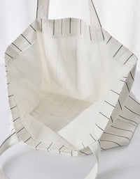 Front view striped canvas shoulder bag for women