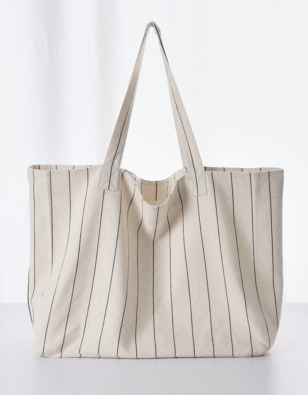 Large capacity cotton linen tote bag front detail
