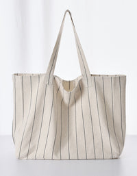 Large capacity cotton linen tote bag front detail