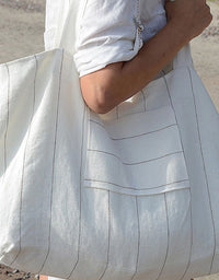 Eco Friendly Striped Canvas Shopping Tote Bag