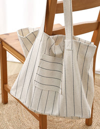 Vintage Stripe Cotton Tote Bag Large Everyday Bag