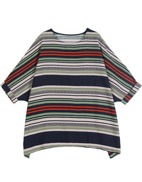 Vintage Oversized Striped Cotton Linen Top