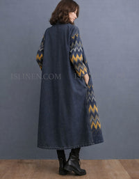 Chic Zigzag Denim Coat for Women Fall & Winter Outerwear