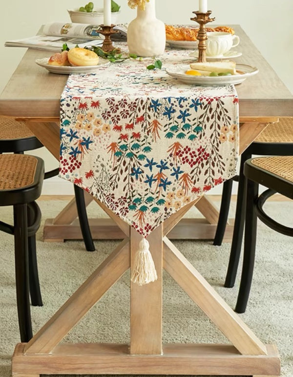 Chemin de table jacquard pastoral vintage