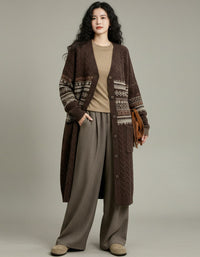 women's vintage cable knit longline cardigan