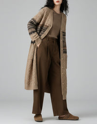 women's geometric patterned knit cardigan