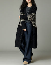 Women's Vintage Long Cable Knit Button Front Cardigan