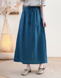 Women’s Summer Elastic Waist Linen Long Skirt