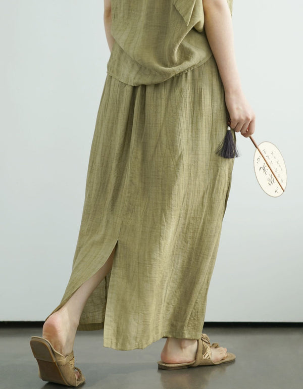 Vintage Relaxed Fit Pure Linen Skirt