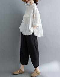 Breathable white casual blouse for women