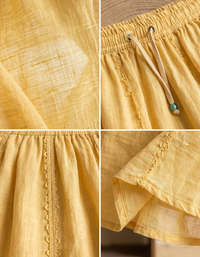 Details of Breathable Yellow Linen Long Skirt Casual Summer