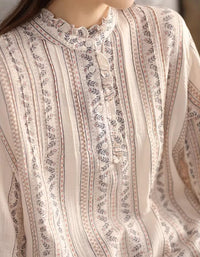 Casual spring linen stripe dress women