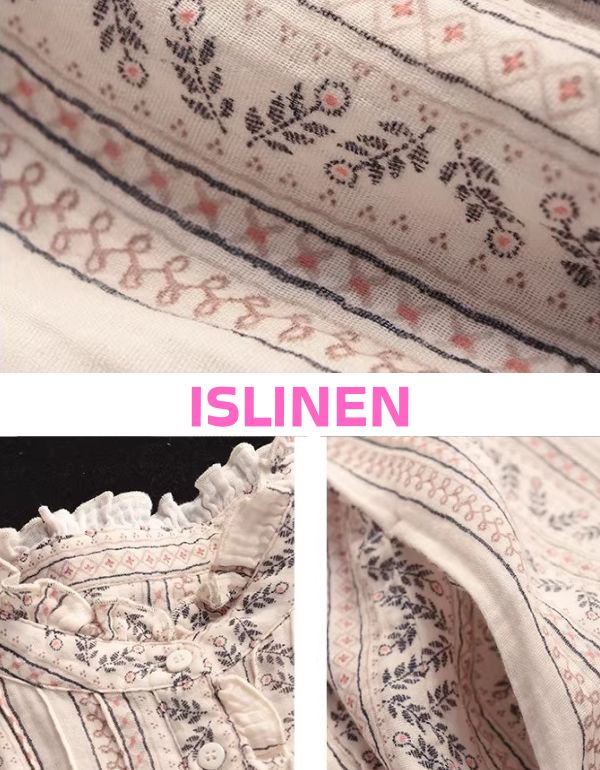 Vintage stripe linen tunic dress women close view