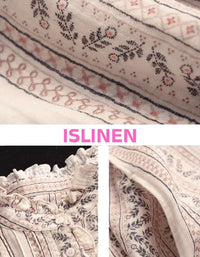 Vintage stripe linen tunic dress women close view