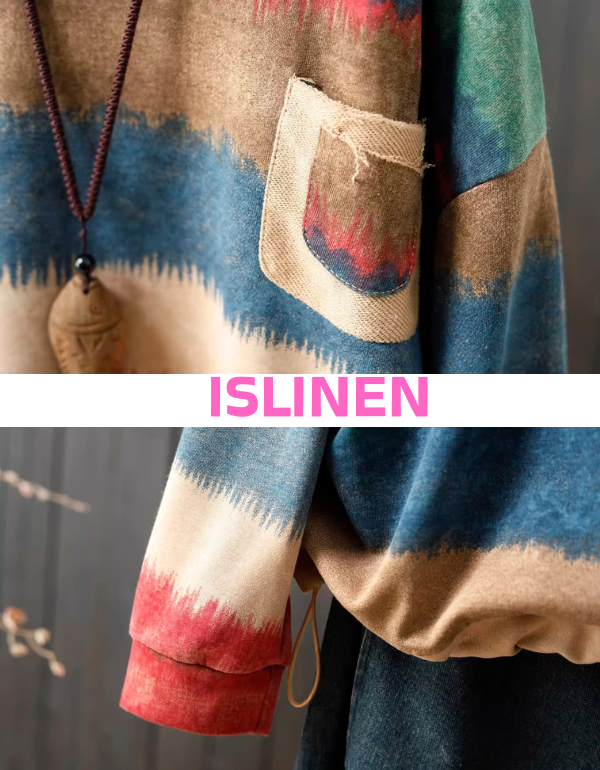 Bohemian vintage stripe sweatshirt relaxed fit detail