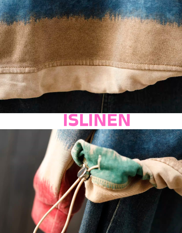 Women’s cozy vintage striped sweatshirt lifestyle outfit close-up